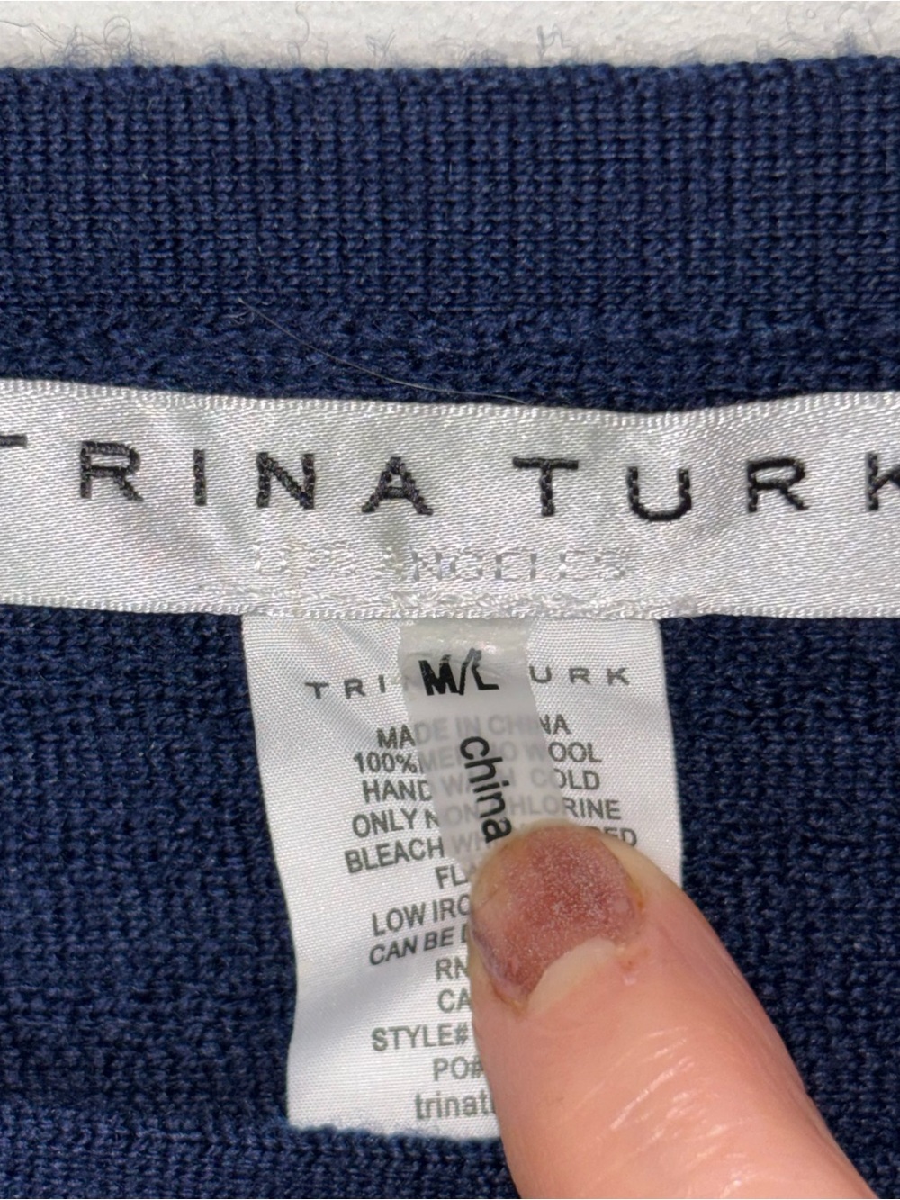 Trina Turk Chic Wrap Pullover Sweater Poncho Blue Knit Stripes and Gold Buttons - Picture 9 of 13
